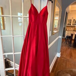 Betsy & Adam Red Satin Gown – Size 0 – Worn Once